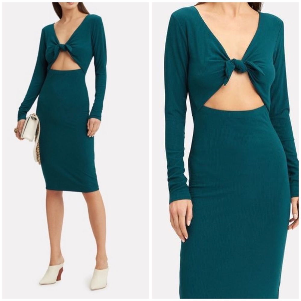 Intermix Leonie Ribbed Cut Out Tie Dress